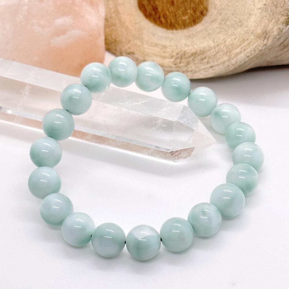 Mint Green Jade 10mm Handmade Stretch Bracelet